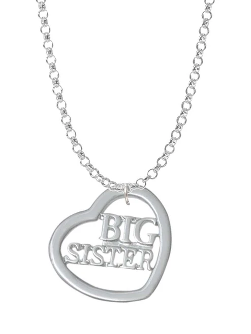 3/4'' Big Sister Cutout Open Heart Charm Necklace