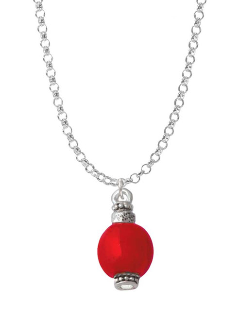 Red Chinese Lantern with Clear Crystal Charm Necklace