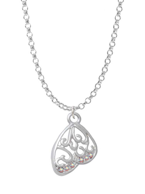 Open Clear AB Crystal Butterfly Wing Charm Necklace