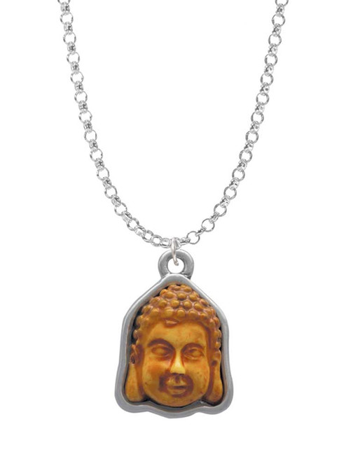 Resin Buddha Head in Frame Charm Necklace