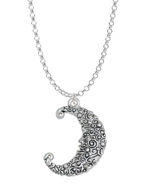 Large Swirl Man in Moon Charm Necklace