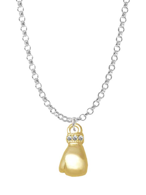 Small Gold Tone Boxing Glove Charm Necklace