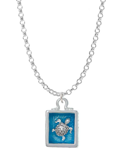 Sea Turtle in Shadow Box Charm Necklace