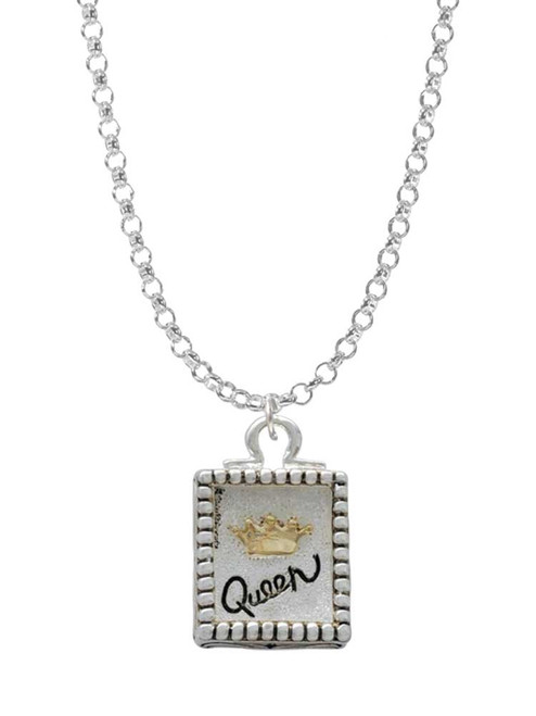 Shadow Box ''Queen'' with Gold Tone Crown Charm Necklace