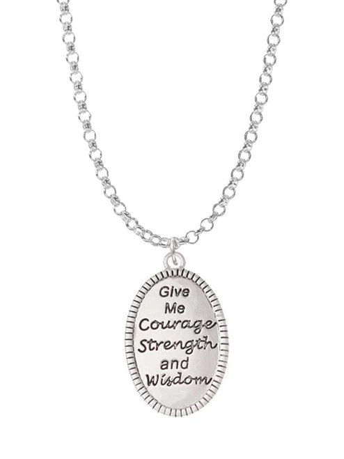 Give Me Courage Strength Wisdom Medallion Charm Necklace