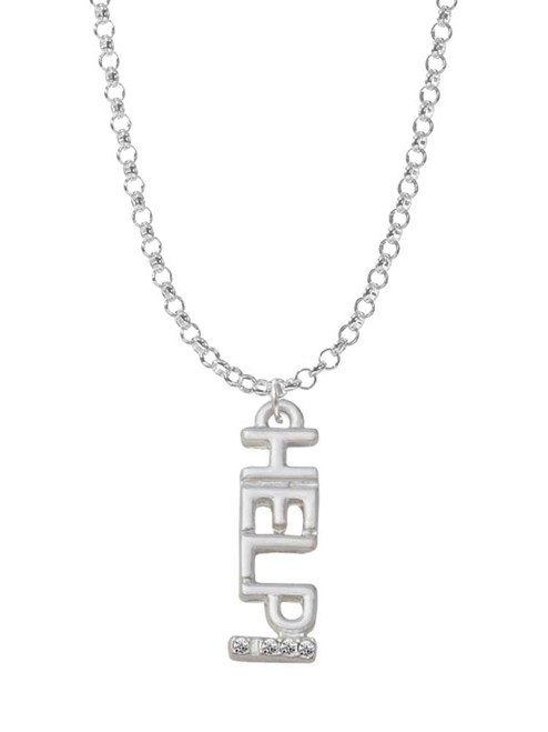 Small Crystal HELP! Charm Necklace