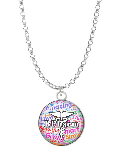 Domed Multi Color B Pharm Charm Necklace