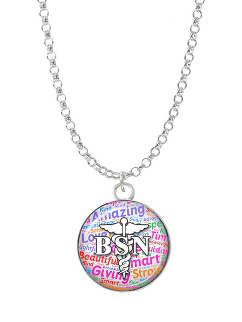 Domed Multi Color BSN Charm Necklace
