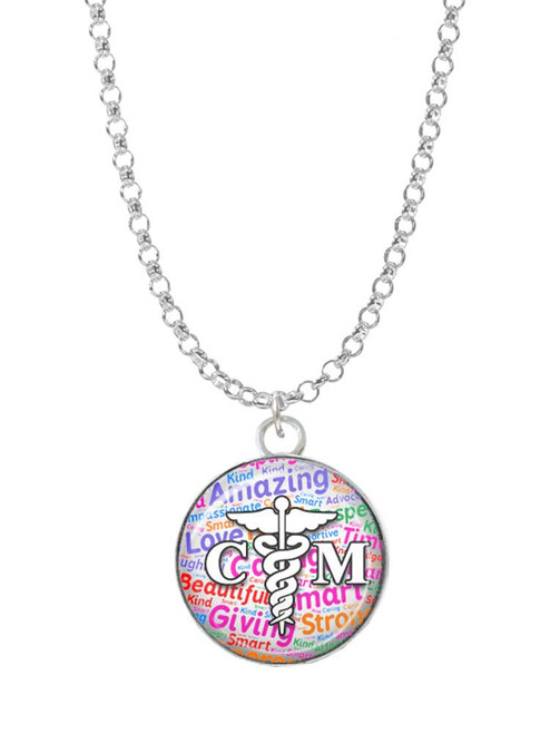 Domed Multi Color CM Charm Necklace