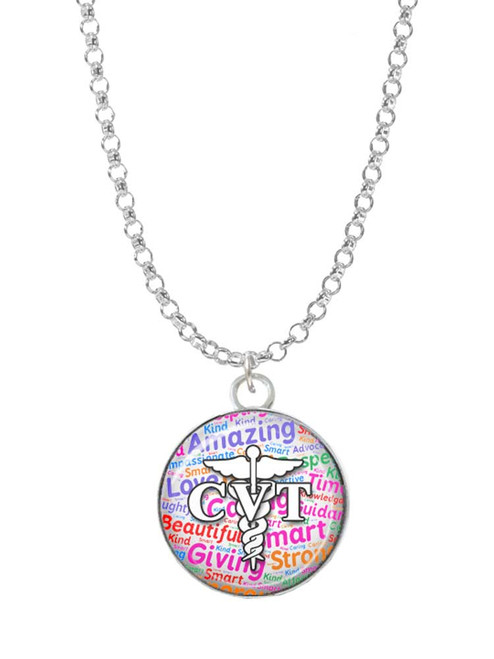 Domed Multi Color CVT Charm Necklace