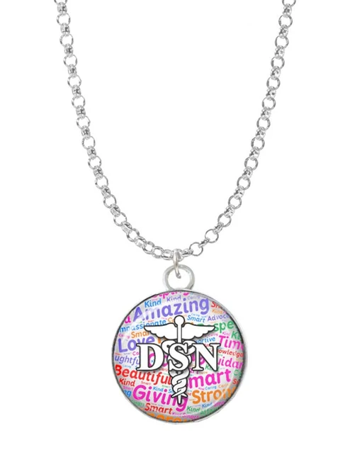 Domed Multi Color DSN Charm Necklace