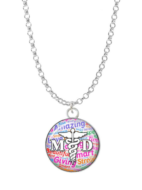 Domed Multi Color MD Charm Necklace