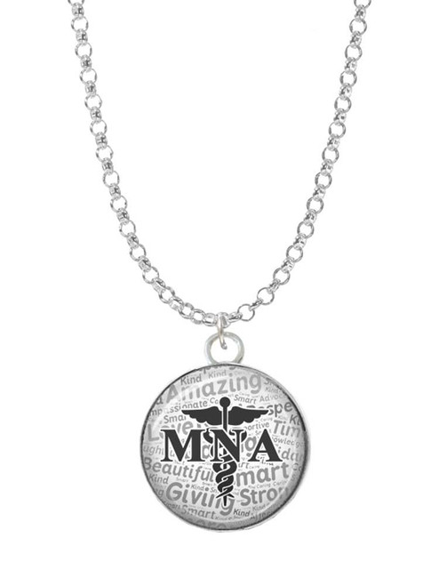 Domed Black MNA Charm Necklace