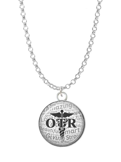 Domed Black OTR Charm Necklace