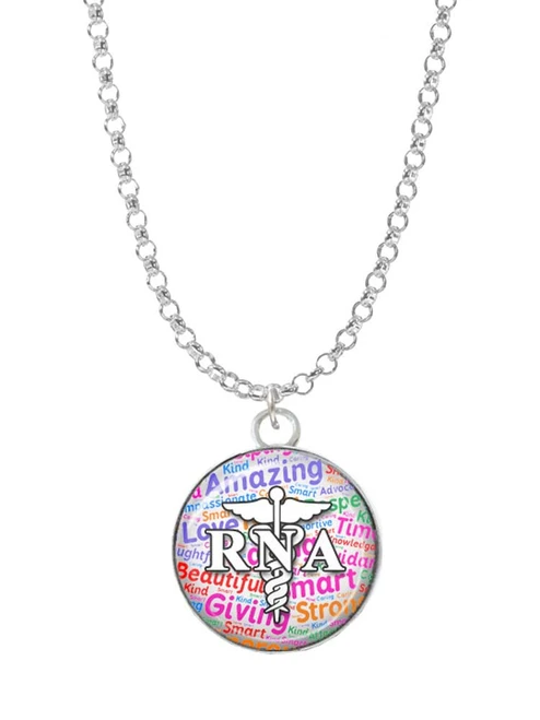 Domed Multi Color RNA Charm Necklace