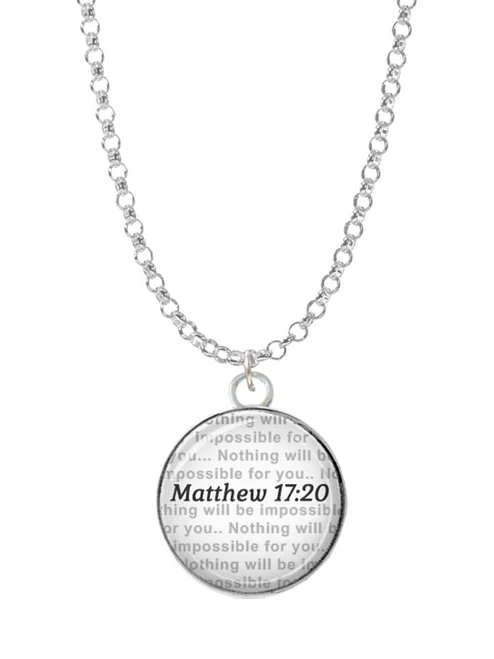 Domed Matthew 17:20 Charm Necklace