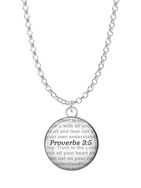Domed Proverbs 3:5 Charm Necklace