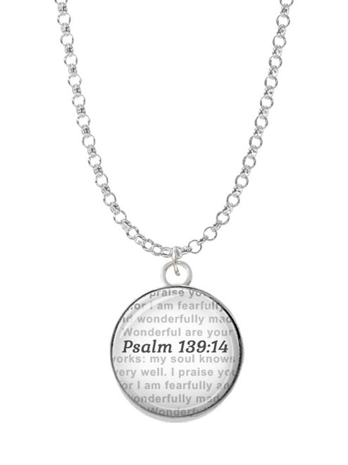 Domed Psalm 139:14 Charm Necklace