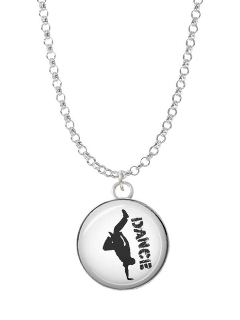 Domed Hip Hop Handstand Dance Charm Necklace