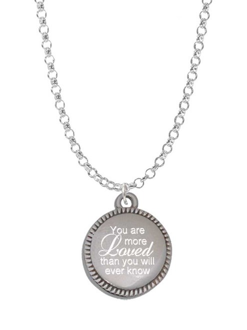Stainless Steel Disc You Are More Loved Charm Necklace