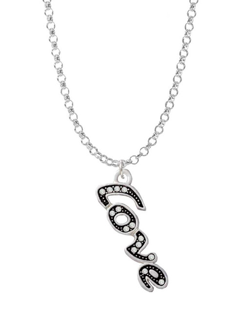 Script ''Love'' with Clear Crystals Charm Necklace