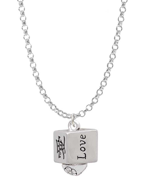 Chinese Symbol Love Square Spinner Charm Necklace