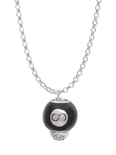 Black 8 Ball Spinner Charm Necklace