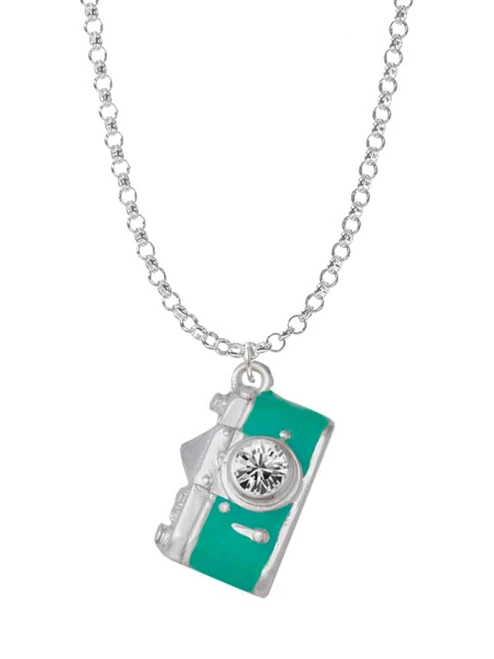 Teal Camera Charm Necklace