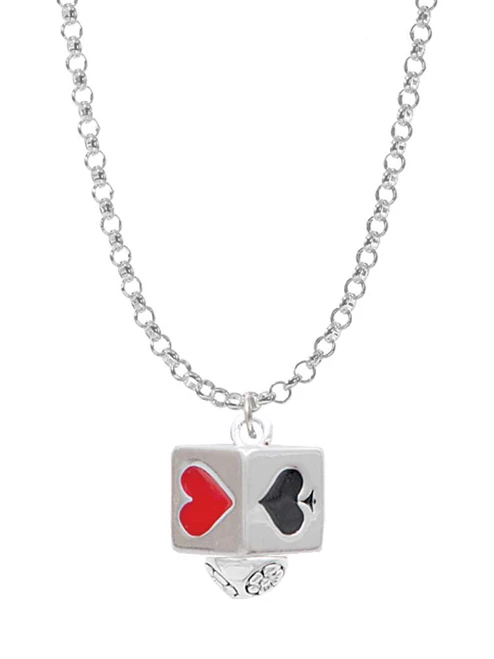 Card Suits Square Spinner Charm Necklace