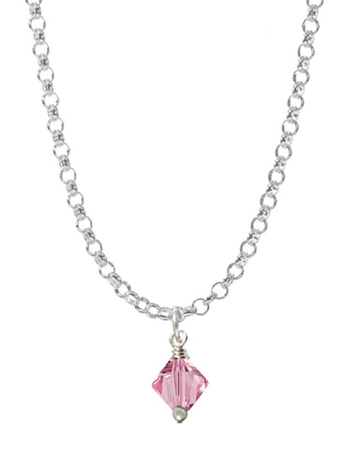 Pink - 6mm Crystal Bicone Charm Necklace
