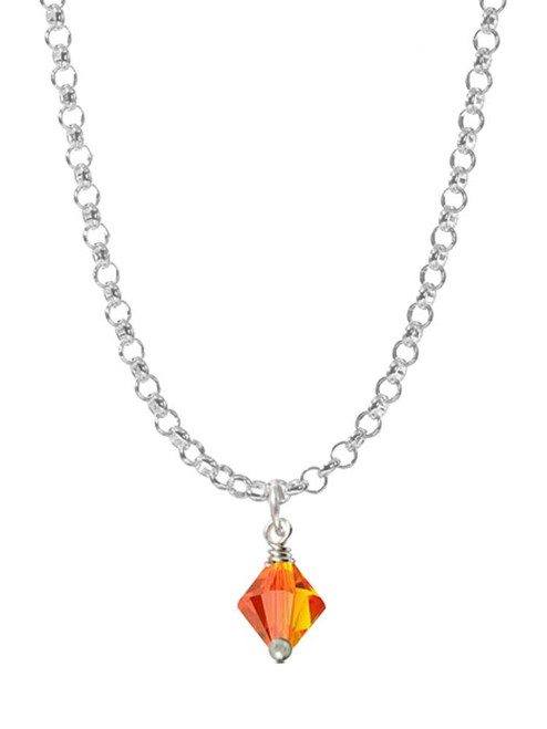 Orange - 6mm Crystal Bicone Charm Necklace