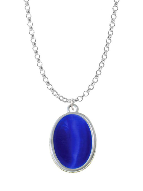 Small Blue Imitation Cat's Eye Charm Necklace