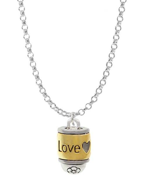 Two Tone Love Forever Spinner Charm Necklace