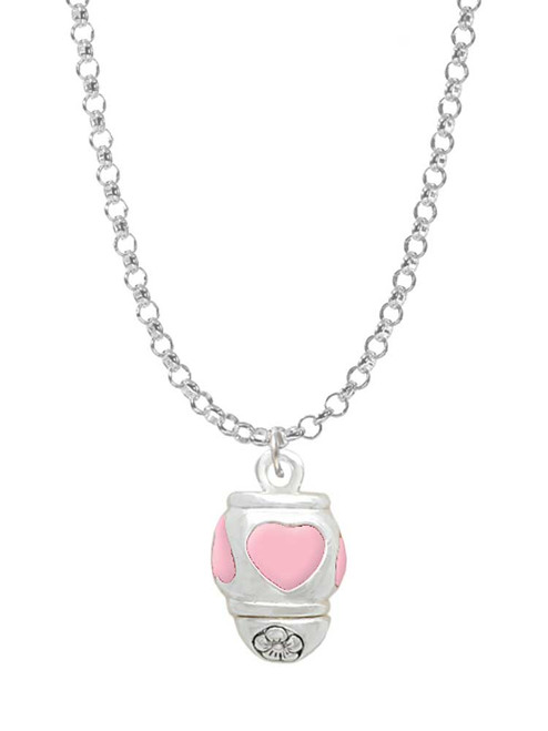 Pink Heart Spinner Charm Necklace