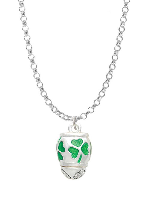 Green Shamrock Spinner Charm Necklace