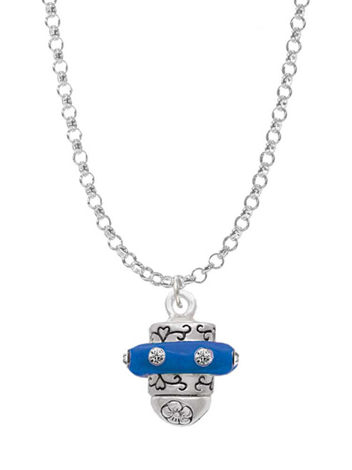 Crystal Royal Blue Spinner Charm Necklace