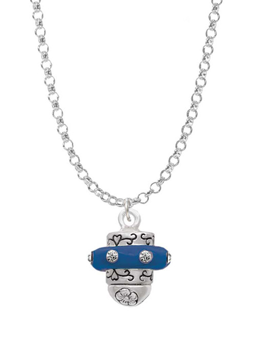 Crystal Navy Blue Spinner Charm Necklace