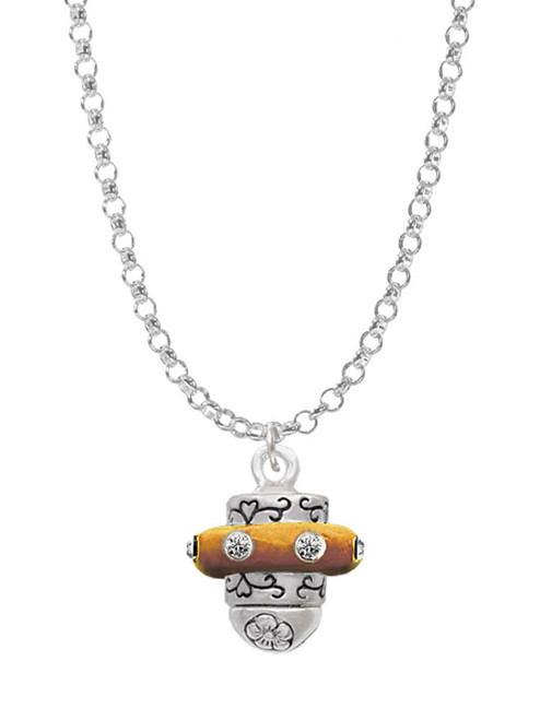 Crystal Brown Spinner Charm Necklace