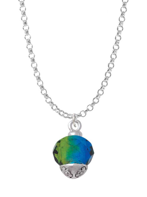 12mm Faceted Hot Blue Glass Spinner Charm Necklace