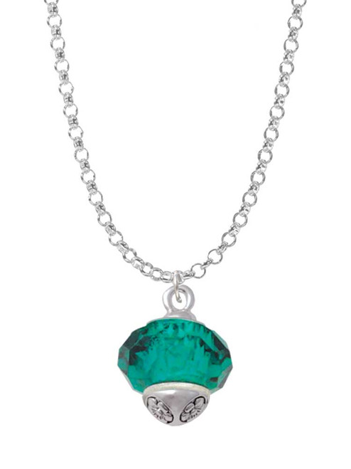 Teal Faceted Glass Spinner Charm Necklace