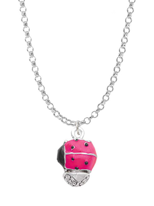 Hot Pink Ladybug Spinner Charm Necklace