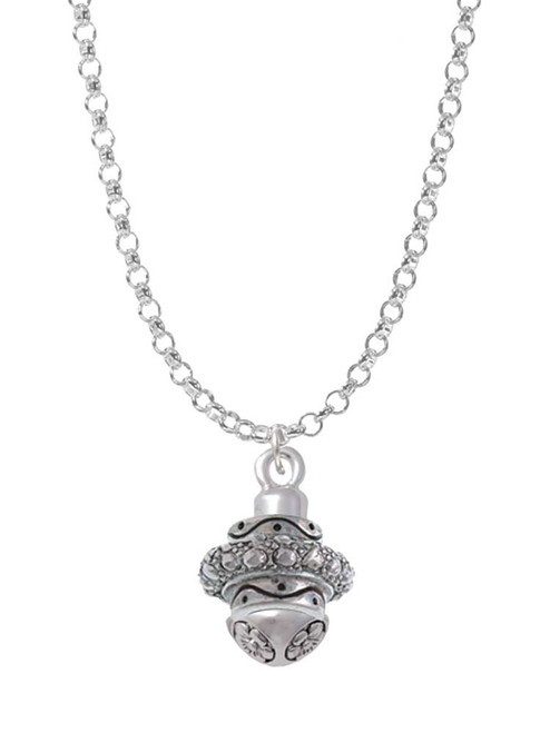 Silver Tone Center Spacer Spinner Charm Necklace