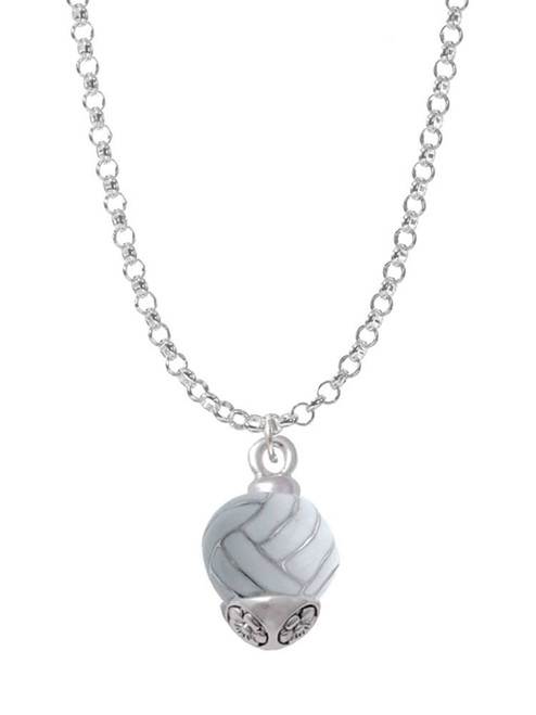 3-D Enamel Volleyball Spinner Charm Necklace
