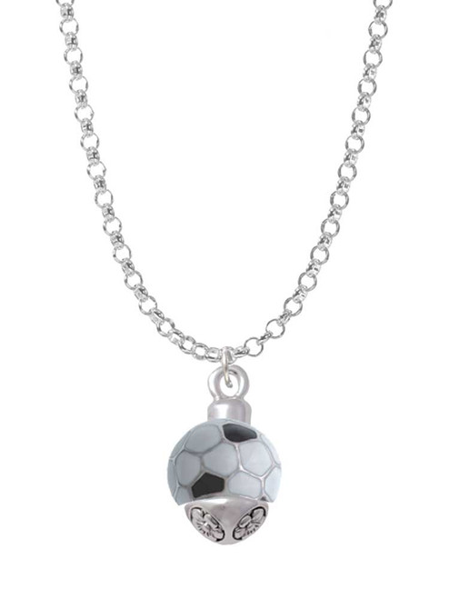 3-D Enamel Soccerball Spinner Charm Necklace