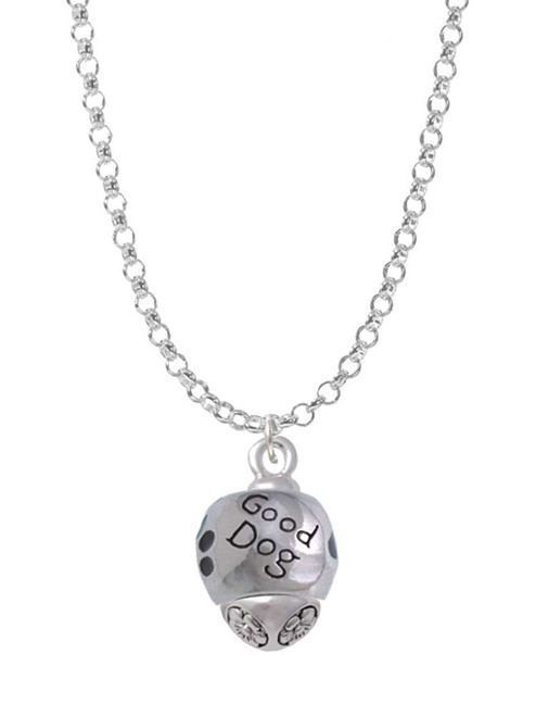 Good Dog with Black Paw Spinners Charm Necklace
