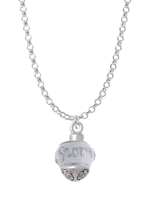 Survivor with Pink Ribbon on White Spinners Charm Necklace