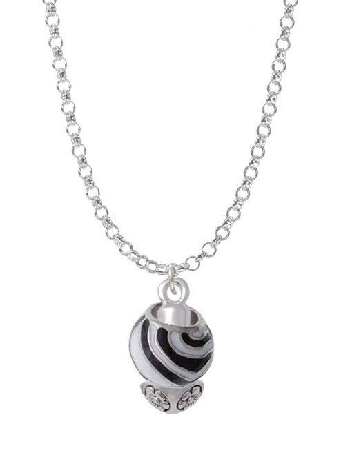 Wide Zebra Print Spinners Charm Necklace