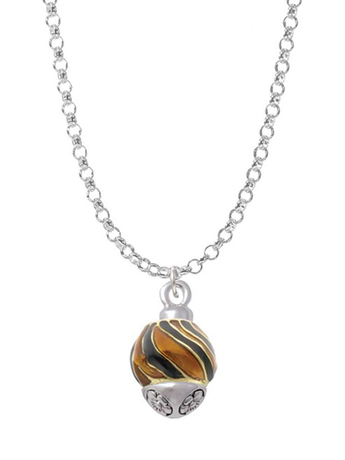 Wide Translucent Tiger Print - Gold Tone Spinner Charm Necklace