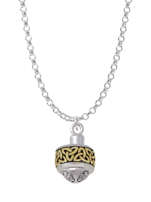 Celtic Knot Trinity Band Two Tone Spinner Charm Necklace