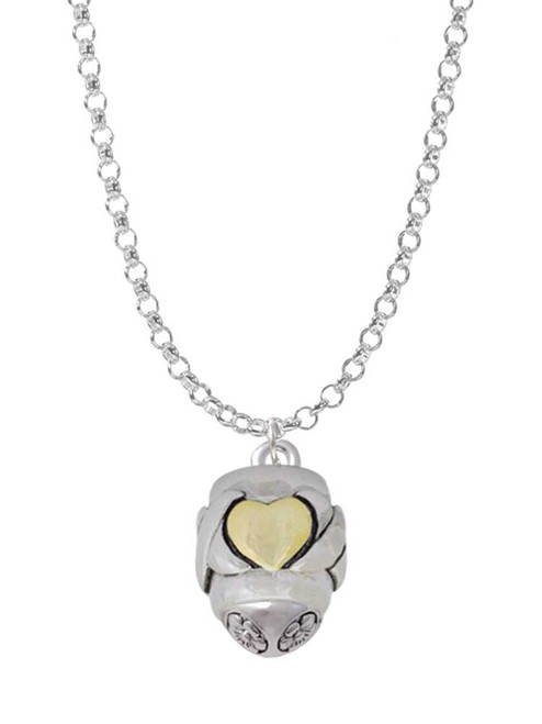Silver Tone X with Gold Tone Heart Two Tone Spinner Charm Necklace